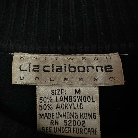 Vintage Liz Claiborne Long Full Length Lambswool Wool Blend Sweater Dress Medium - Picture 4 of 5